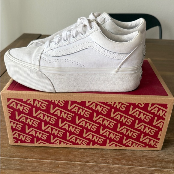 Vans Women's White Platform Sneakers - Picture 1 of 6